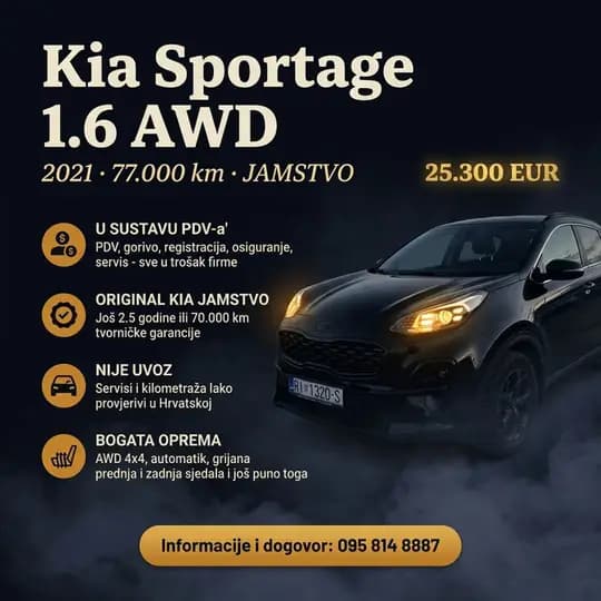 Kia Sportage 1.6 CRDi AWD Automatik – 4x4 – NIJE UVOZ – 3 G. GARANCIJE